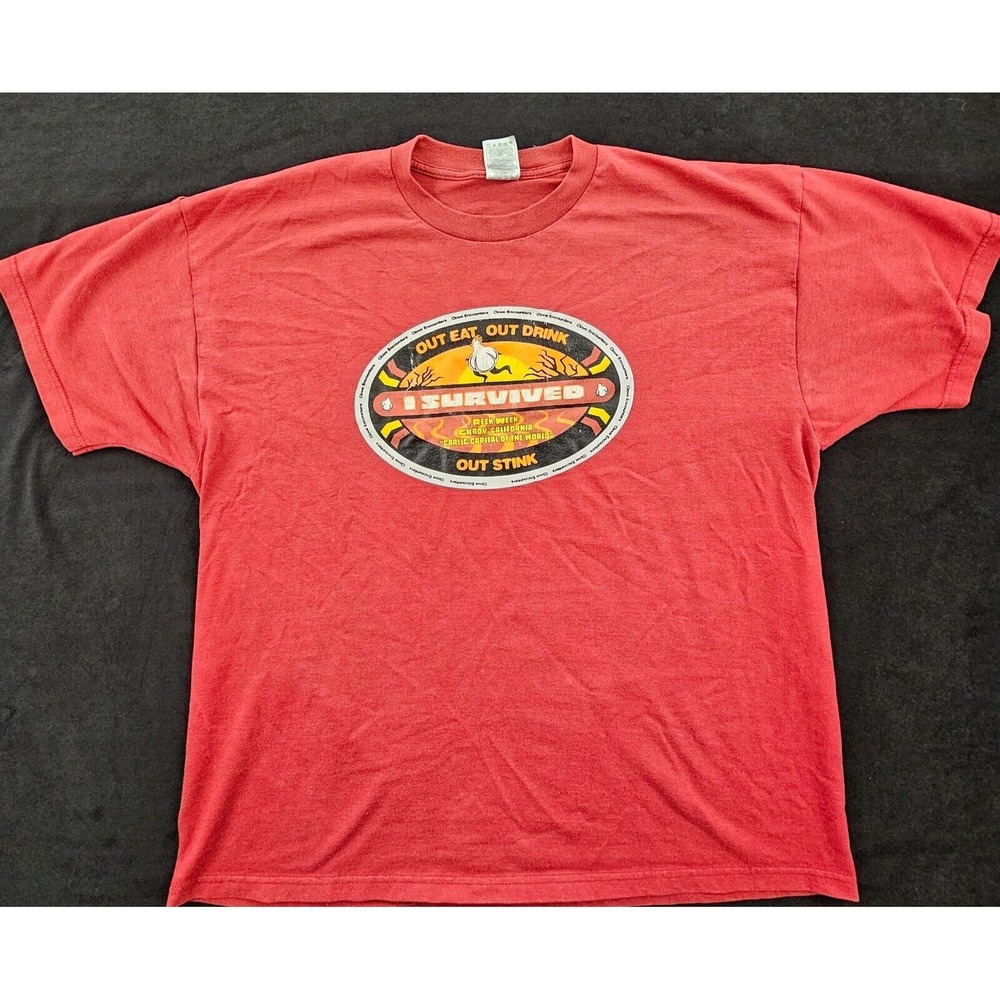 I Survived Reek Week Garlic Red Short Sleeve Cotton Blend T-Shirt Men's 2XL